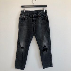 501 Black Distressed Levi’s - Size 25